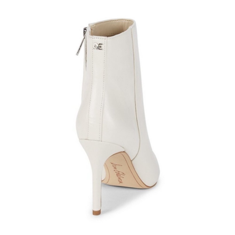 Sam Edelman Womens Olie Ankle Boots White Size 7 Zipper Booties Leather